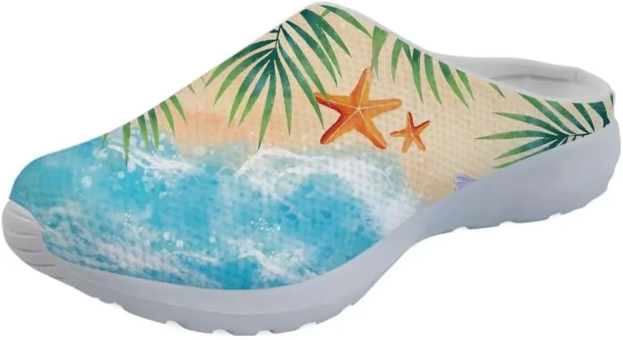 

Мужские садовые сабо GLENLCWE Blue Sea Turtle, сетчатые, мягкие и удобные мюли и сабо, легкие, на липучке, для прогулок, кроссовки, пляжные сандалии, легкие