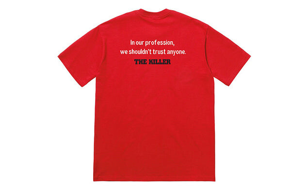Футболка fw18 the killer trust tee red bloody twins chow yun fat printing short sleeve Supreme, красный — фото 2