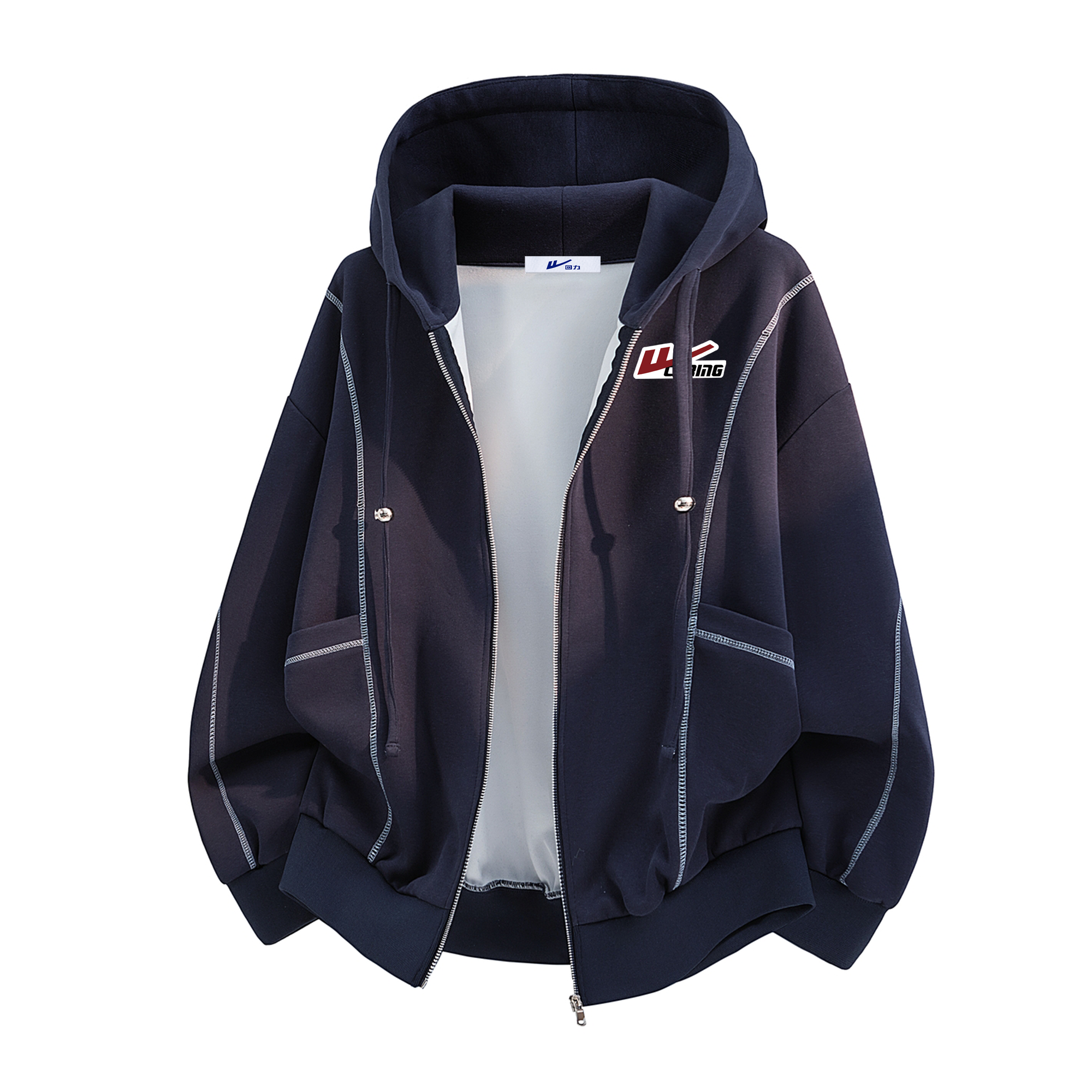 

Толстовка Unisex Hooded Moderate Cardigan WARRIOR, темно-синий (diy badge)