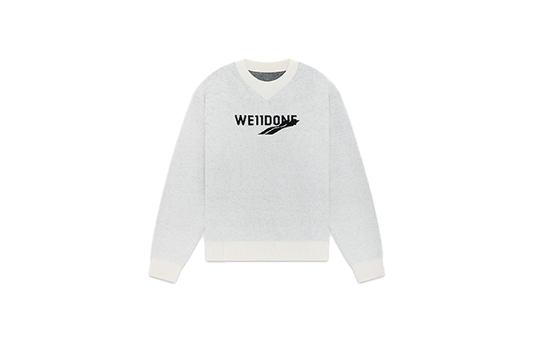 

Джемпер с воротником-поло и интарсией с логотипом WE11DONE, слоновая кость