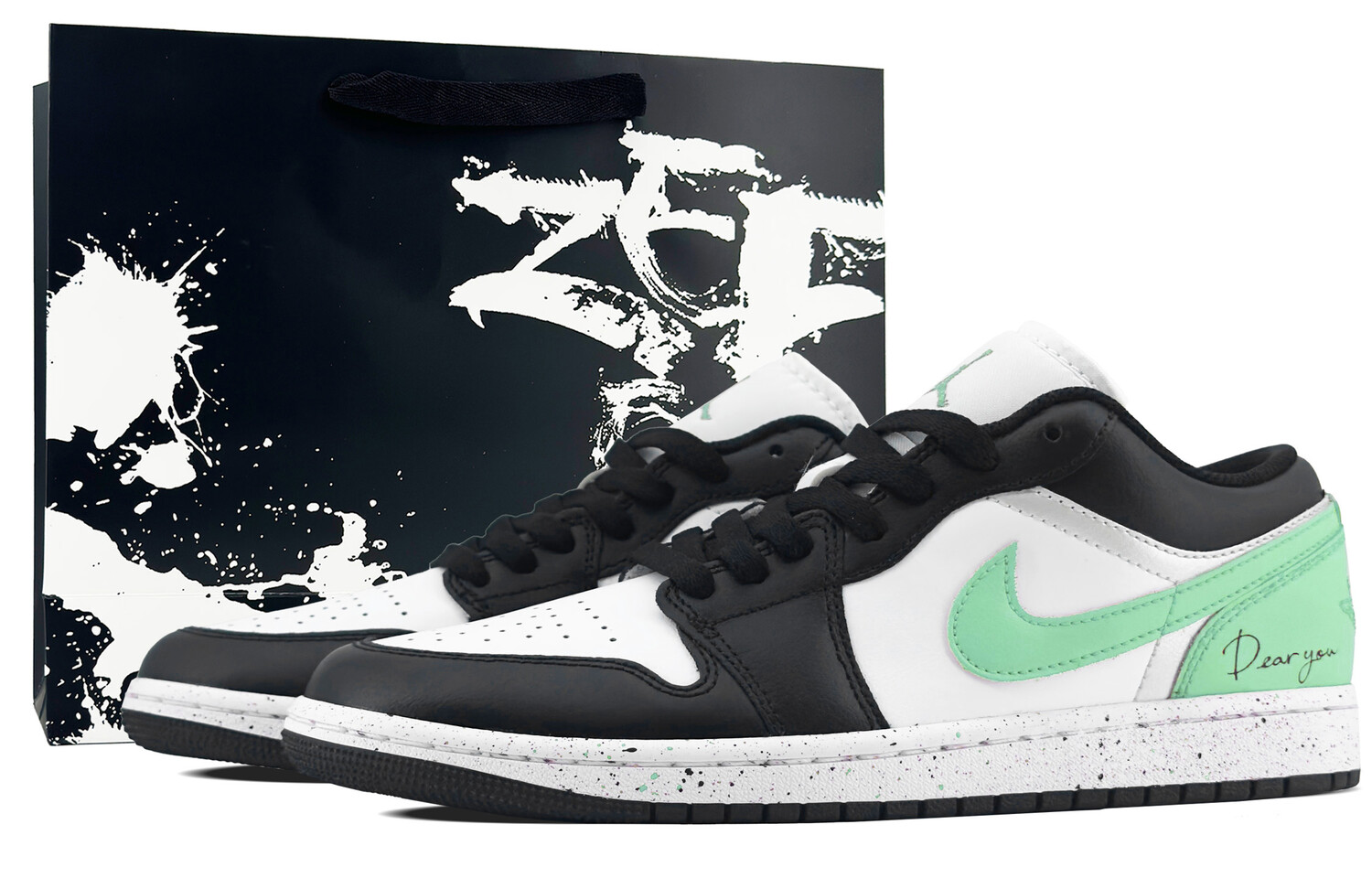 

Кроссовки Air Jordan 1 Vintage Basketball Shoes Unisex Low-top Black/mint Green/white, цвет Mint Mambo
