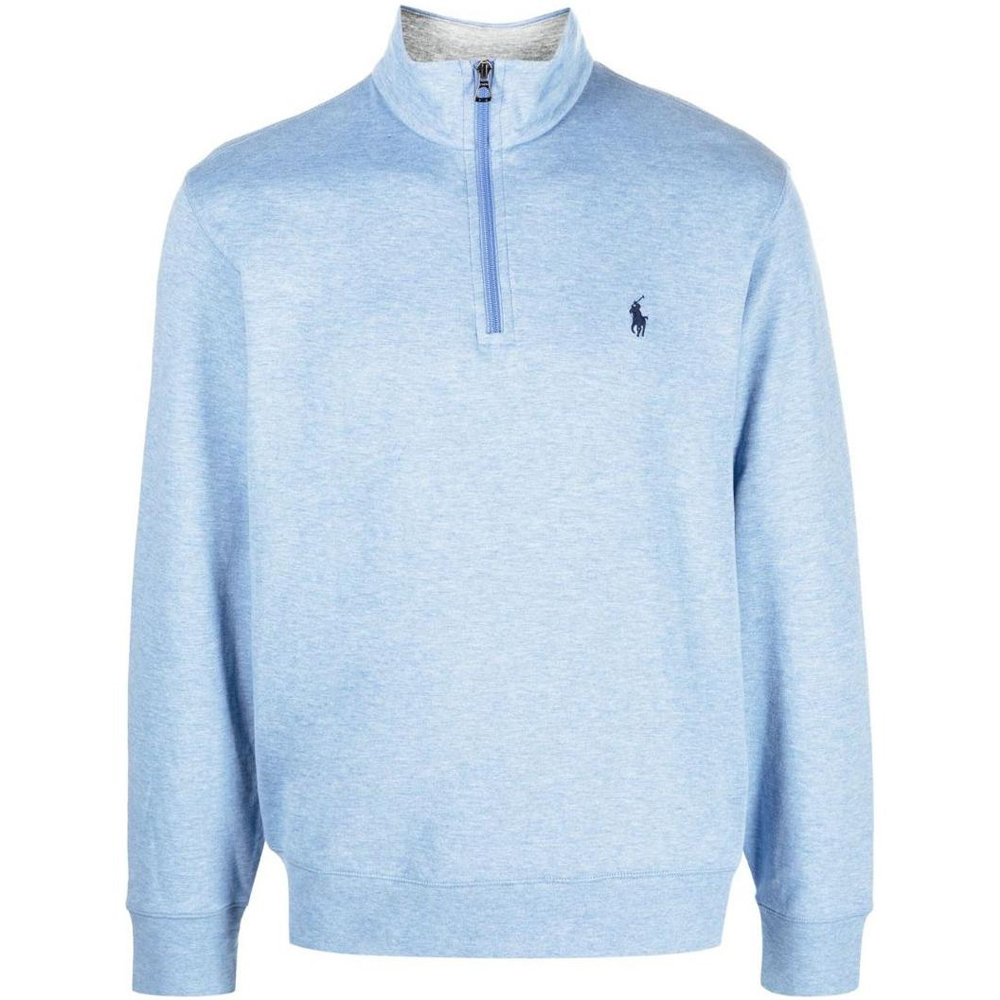 Футболка поло с вышитым логотипом Cotton blend Ralph Lauren, синяя — фото 2