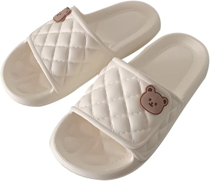 

Тапочки CEINOM Kawaii Bear Cloud для женщин и мужчин, домашние тапочки для душа и ванной, супер мягкие, удобные, с толстой подошвой, милые тапочки, белый