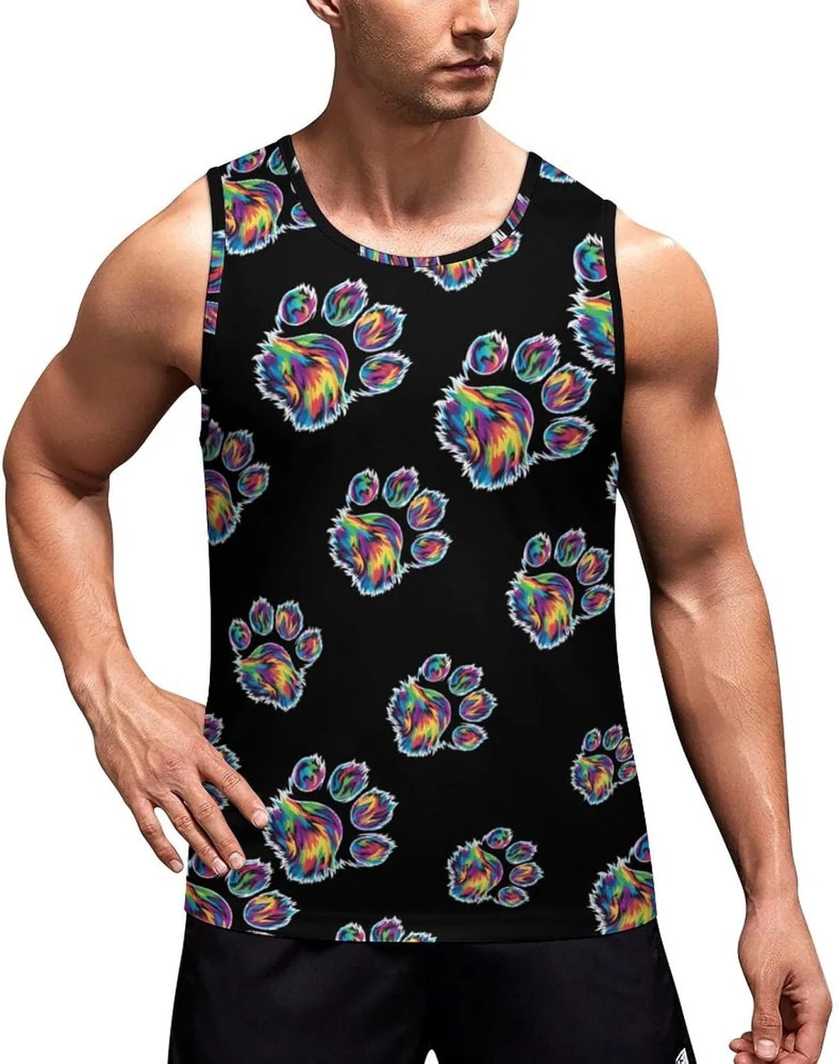Мужской топ-безрукавка с принтом Tie Dye Cat Dog Paw, Generic, Style