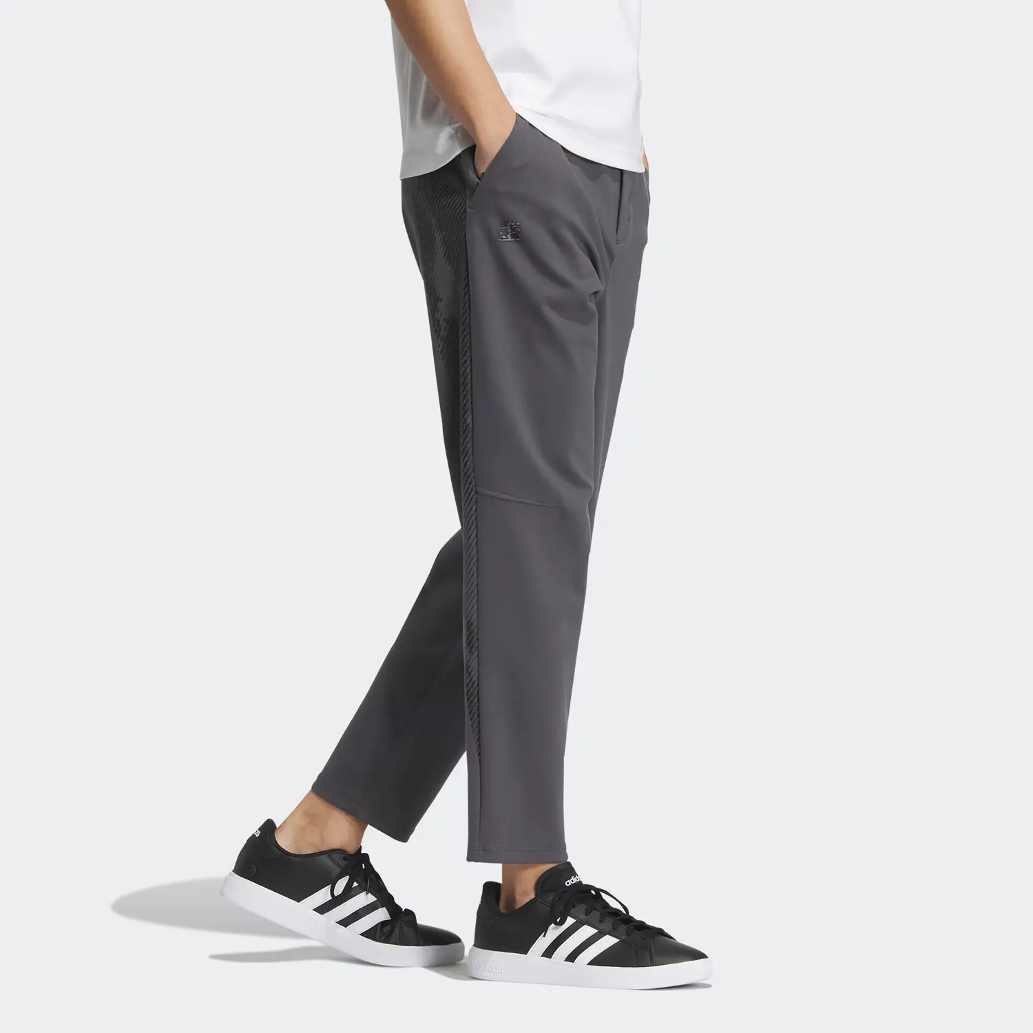 Qi White Stone Co-branded Model Knit Sweatpants Men Dark Gray Adidas, темно-серый — фото 4