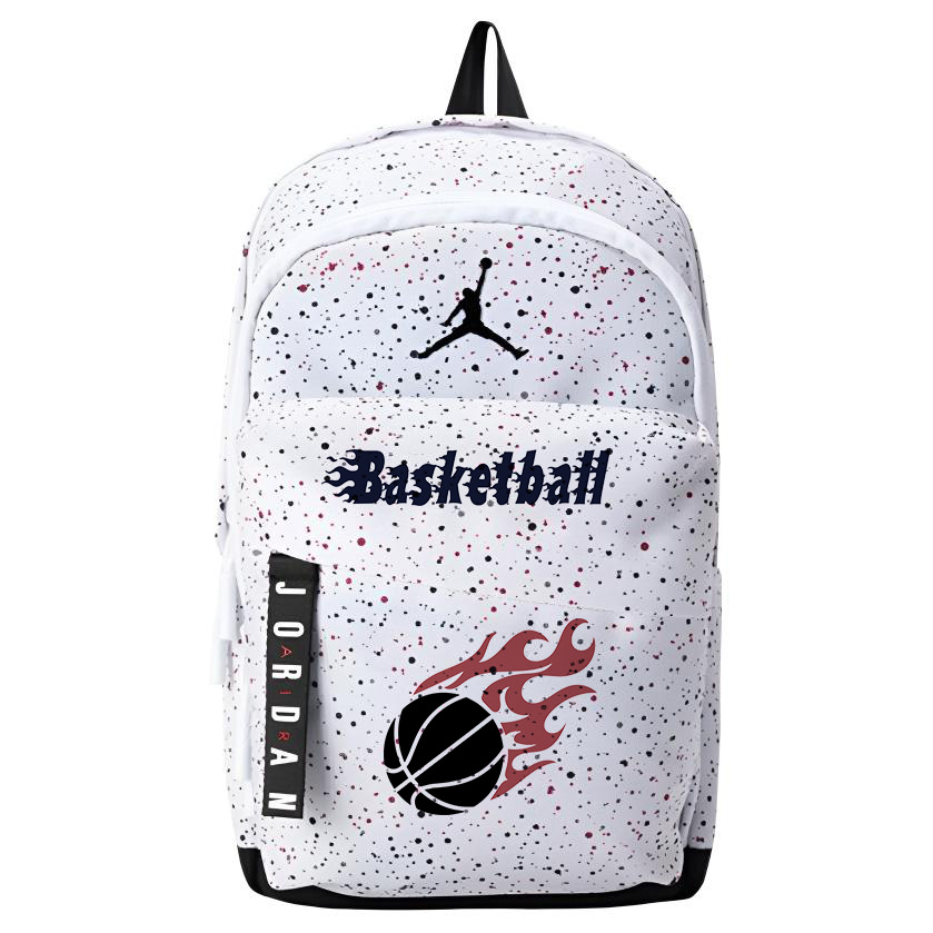 

Jordan Полиэстеровый рюкзак с термопереносом унисекс белый, Basketball Fire