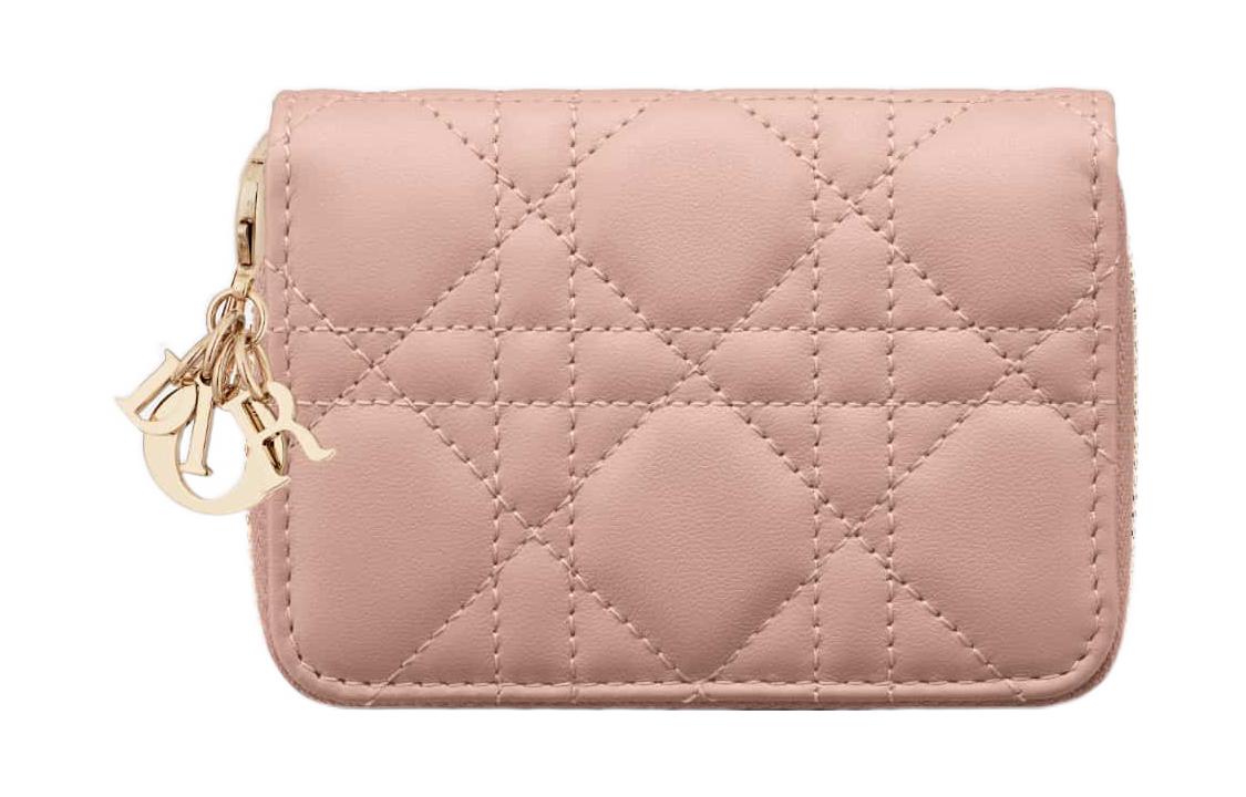 

DIOR Женский кошелек из овчины малый розовый