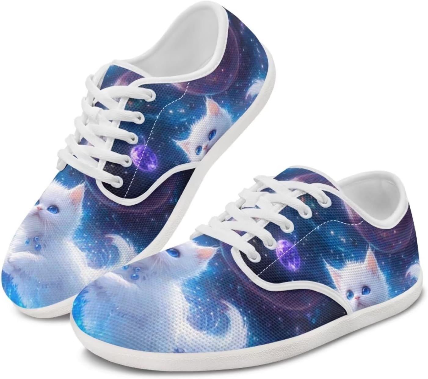 

Женские босоножки Forchrinse Blue Galaxy с принтом кошки, с широкой носочной частью, кроссовки для ходьбы и бега, нулевая разница высот, шнуровка, синий