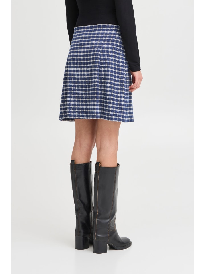 

ICHI Юбка IHKATE А-образного силуэта в средневековую синюю клетку