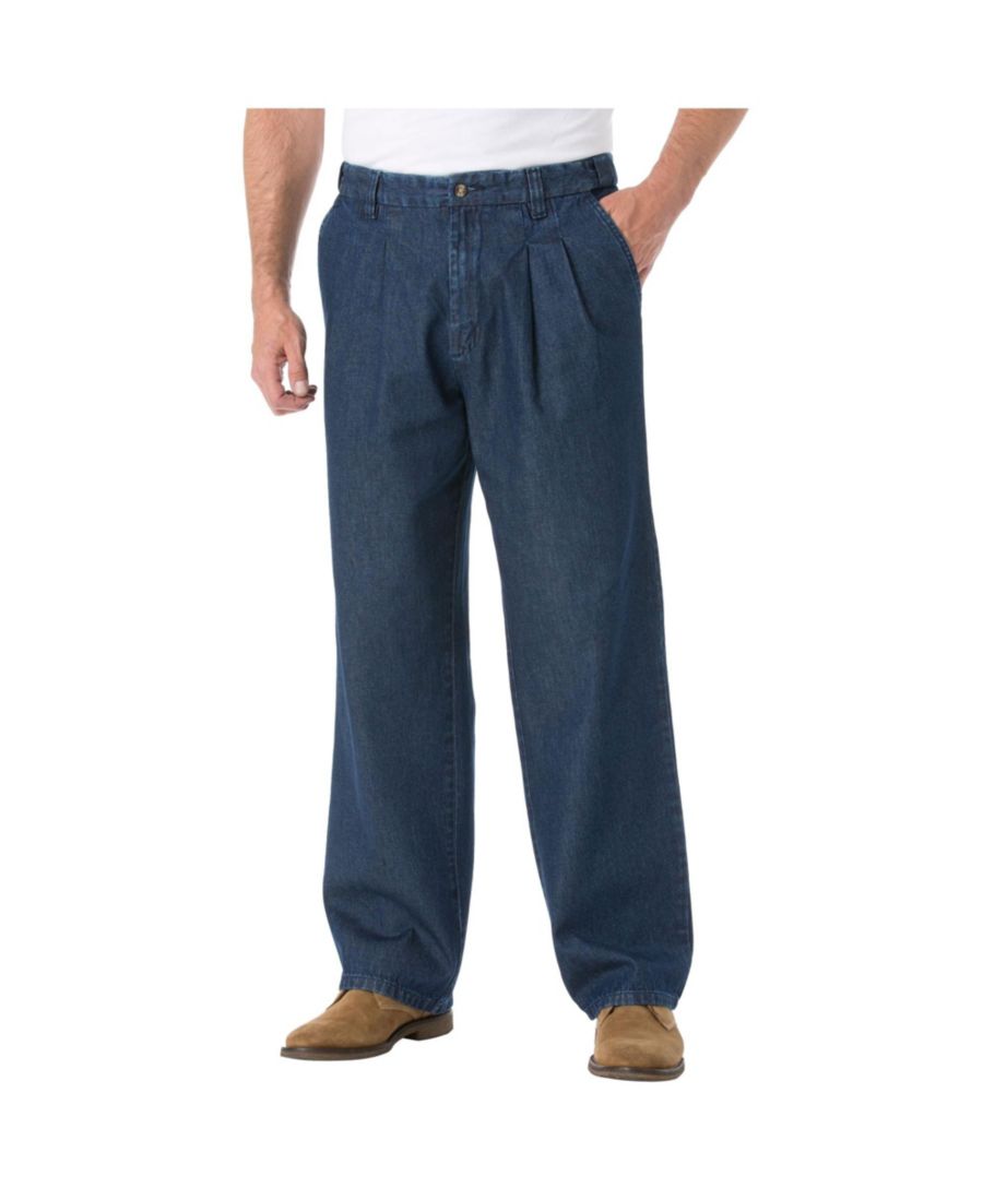 

Джинсы больших размеров, свободного кроя, комфортной талии, складок спереди, эластичные KingSize, Indigo