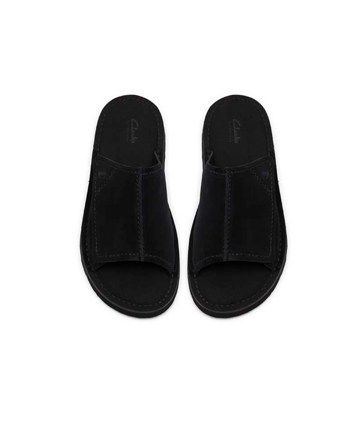 Мужские сандалии из кожи с EVA подошвой Clarks Solsbury Slide черные — фото 3
