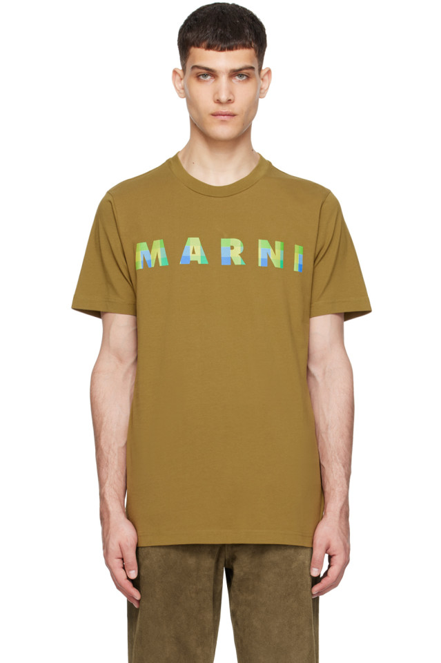 

Футболка с принтом Marni, цвет creta