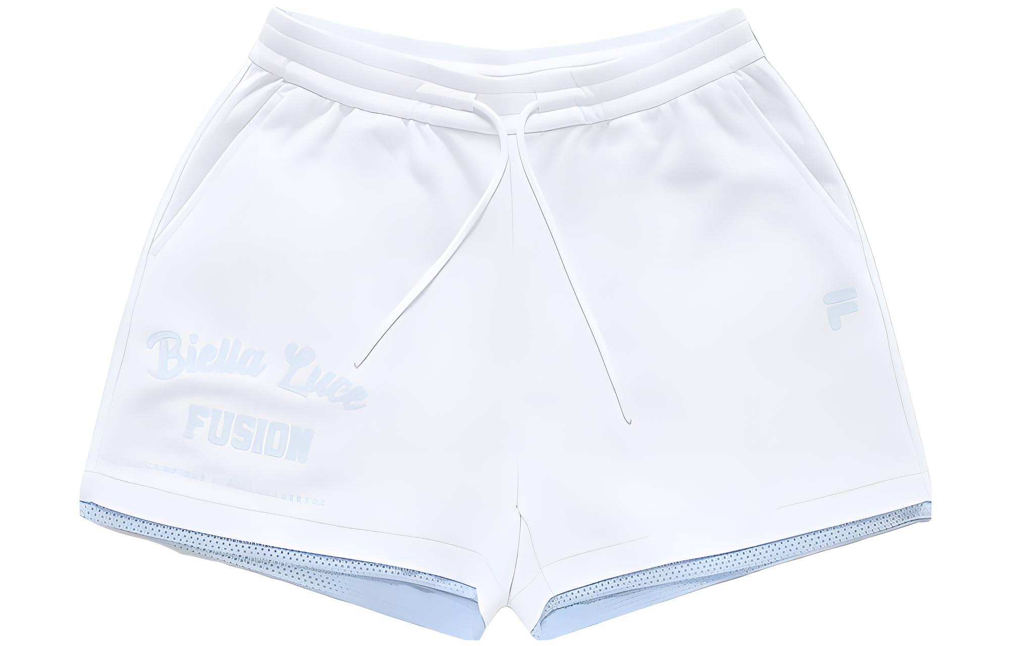 

Fila Fusion Спортивные шорты женские, стандартные, белые, средней высоты, имитация двухсекционных шорт
