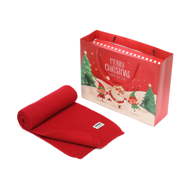 

Jeep Плед из плюшевой пряжи унисекс, Solid Color Christmas Red+Christmas Gift Box
