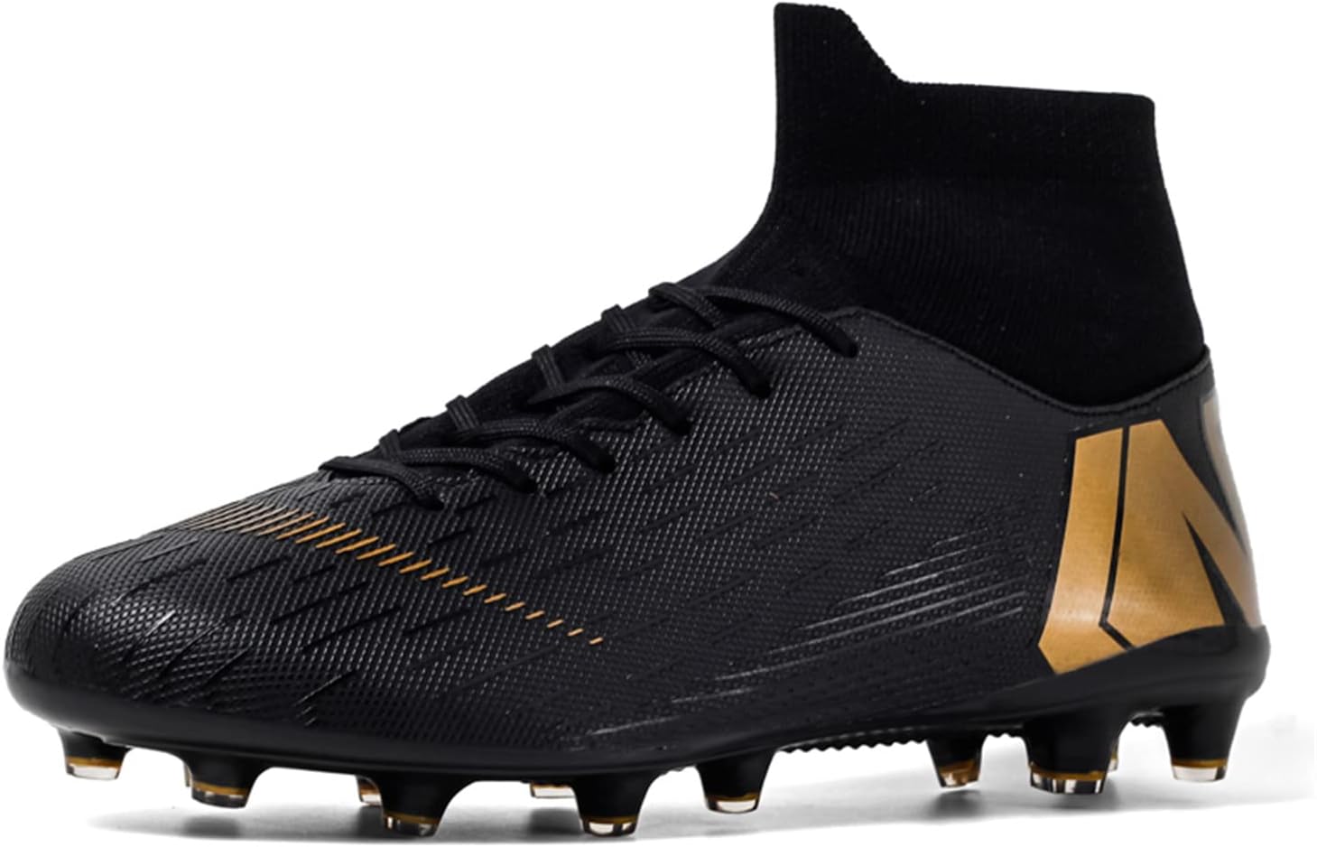 Кроссовки JOSKAA Unisex Soccer Skeak легкие, дышащие, не скользят и амортизируют, а The Youth high top Indoor Lawn Training Hard Bottom TF/AG, черный