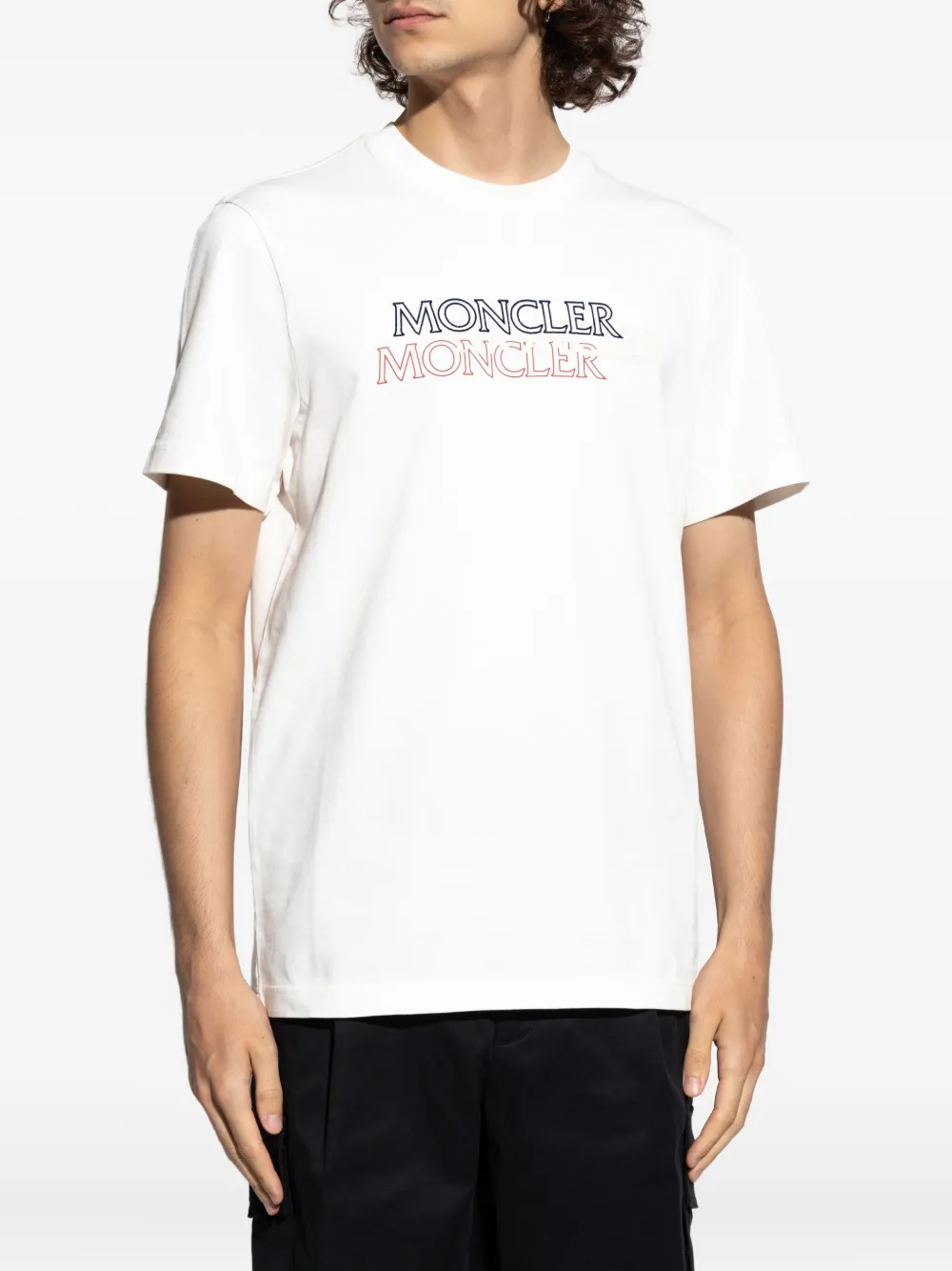 Хлопковая футболка с логотипом MONCLER, белый — фото 3