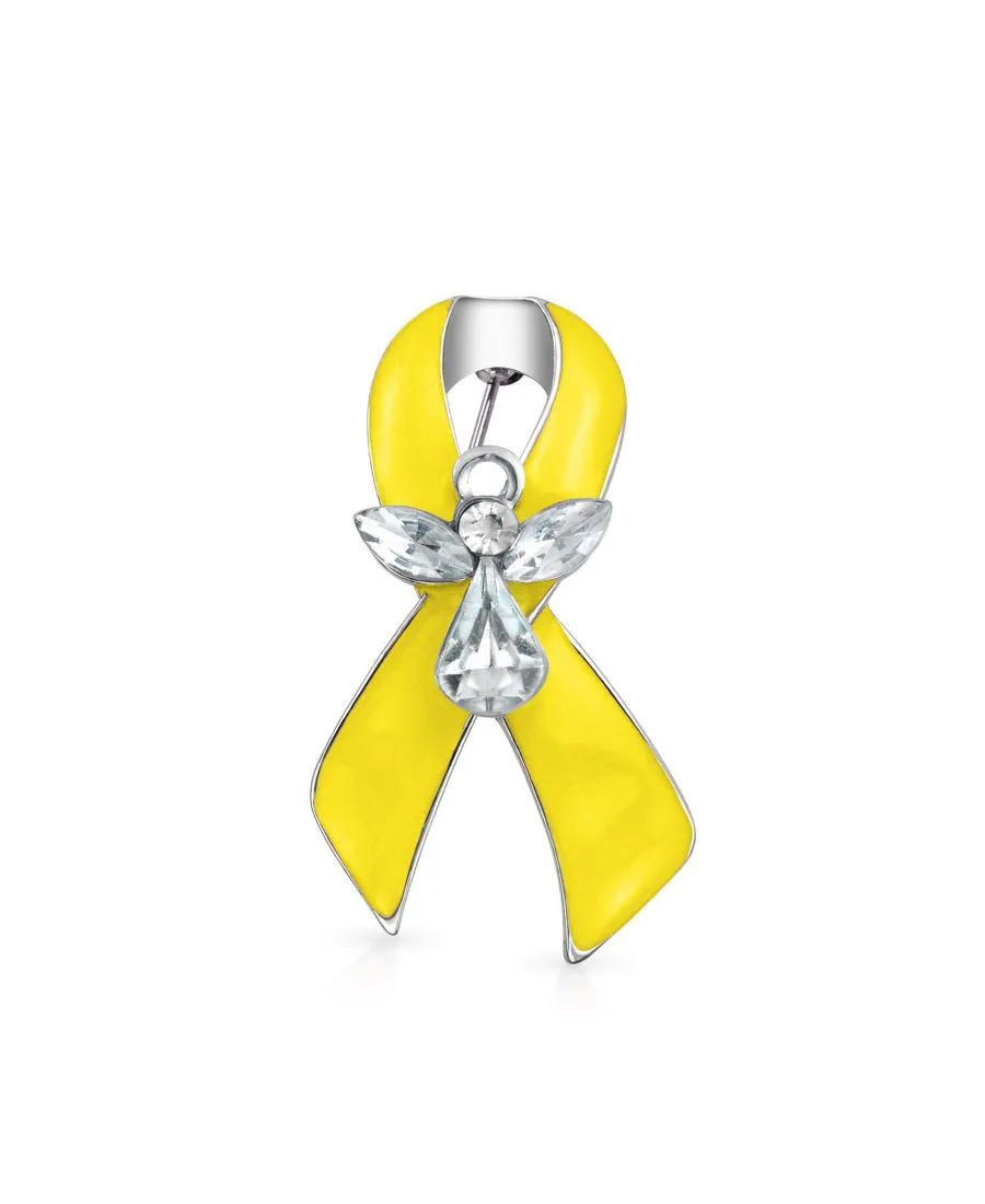 Набор из 3 брошей-ленточек в знак поддержки и солидарности Bling Jewelry, светлый-желтый — фото 3