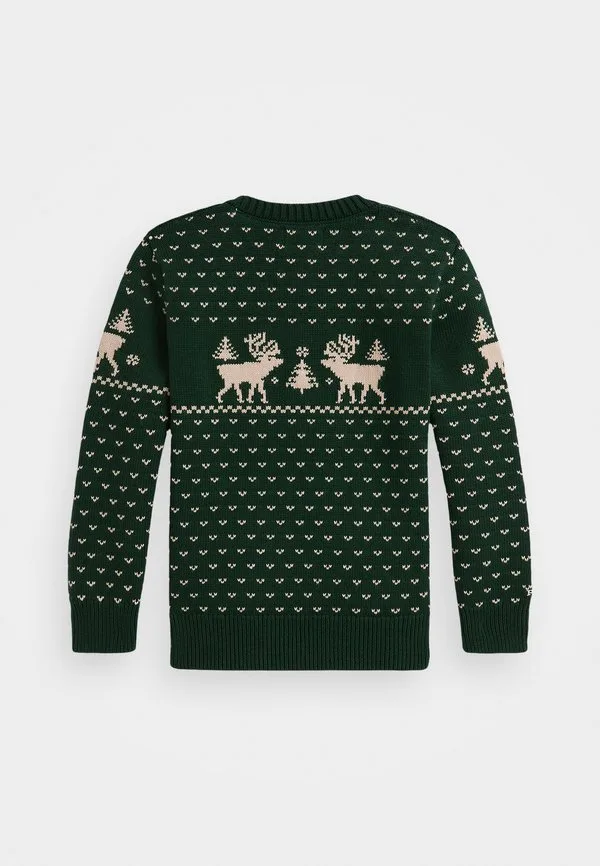Хлопковый свитер-джемпер с интарсией оленя Polo Ralph Lauren, Green Combo — фото 2