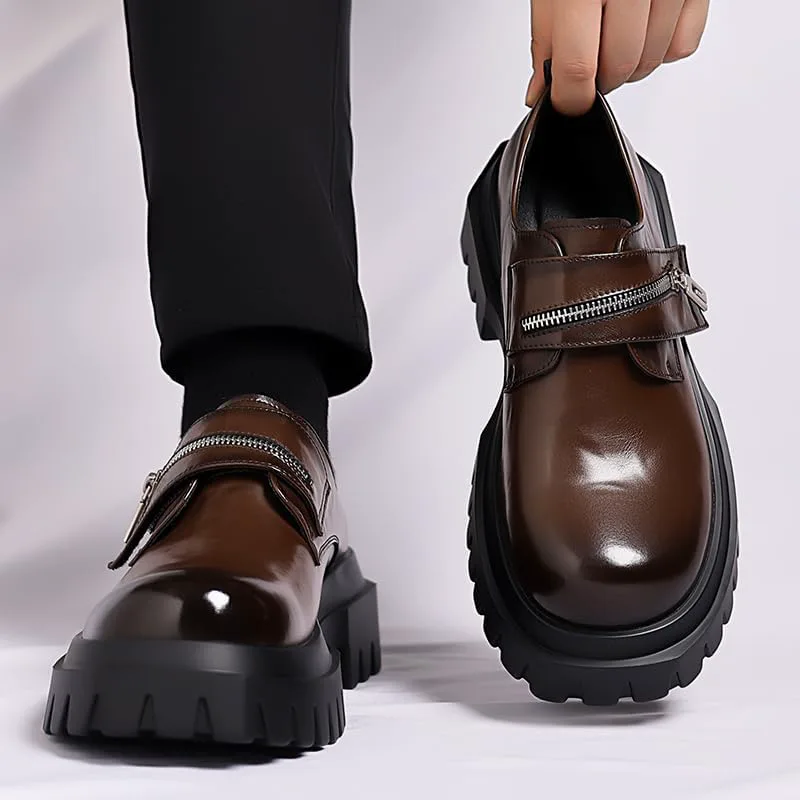 Туфли Men's Fashionable Lightweight Thick-Soled Casual Leather Shoes TGRNFHKPYY, коричневый — фото 2