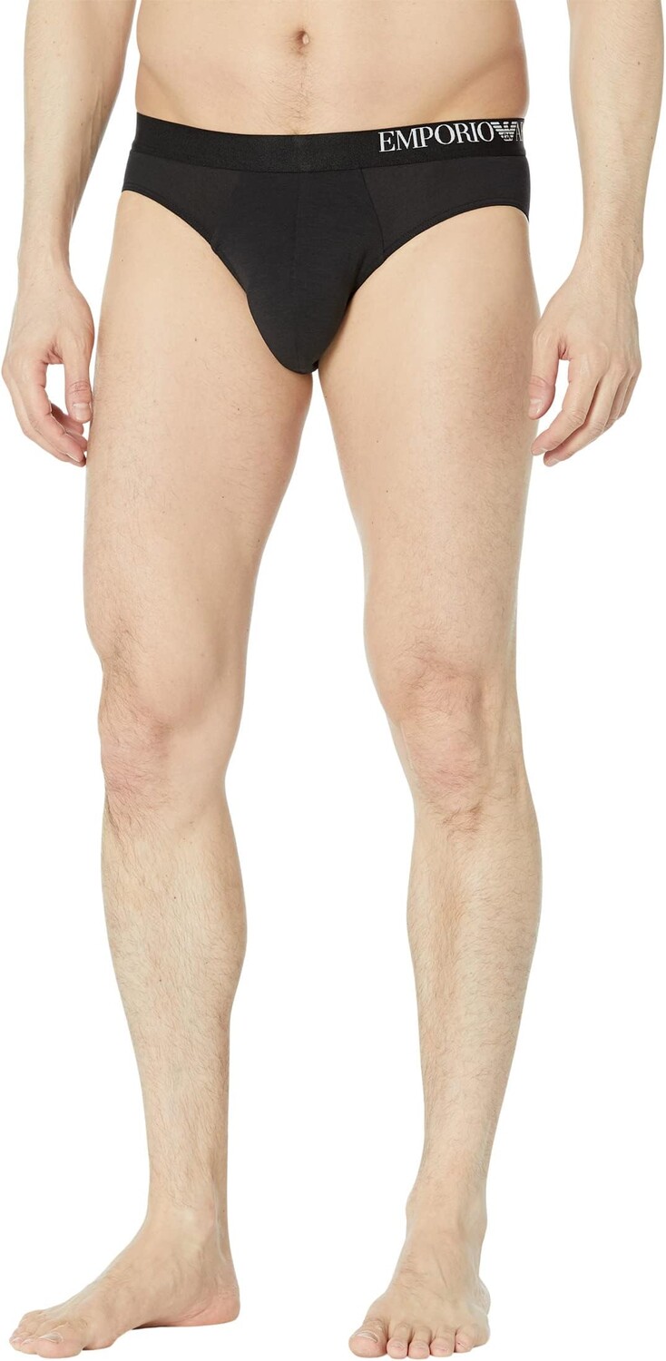 

Трусы Emporio Armani Soft Touch Ecofiber 3-Pack Brief, цвет Black/Black/Black