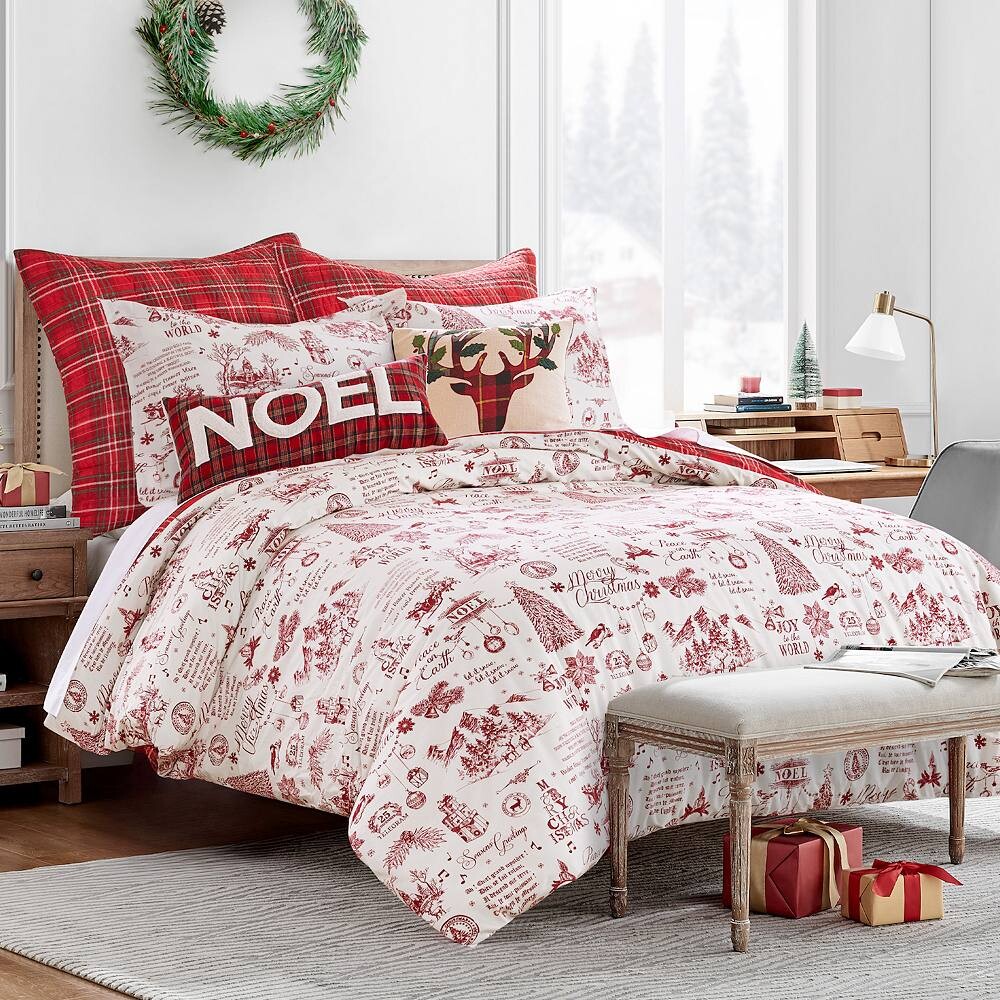 

Levtex Home Yuletide Пододеяльник и комплект накидок, красный