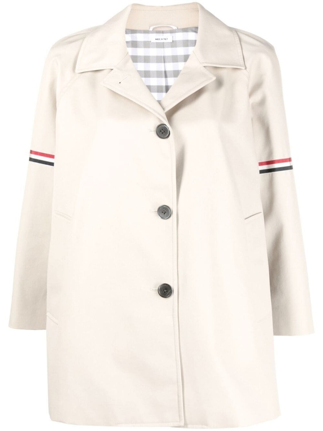 

Thom Browne короткое однобортное пальто, нейтральный цвет