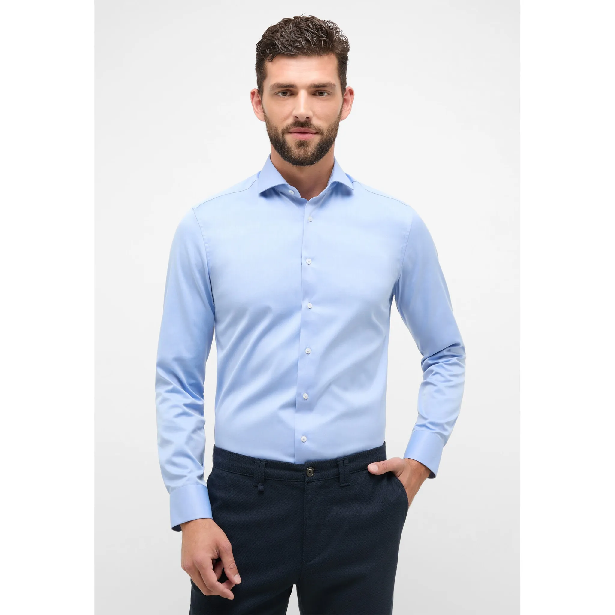 

Рубашка Eterna с длинными рукавами "SLIM FIT", синий