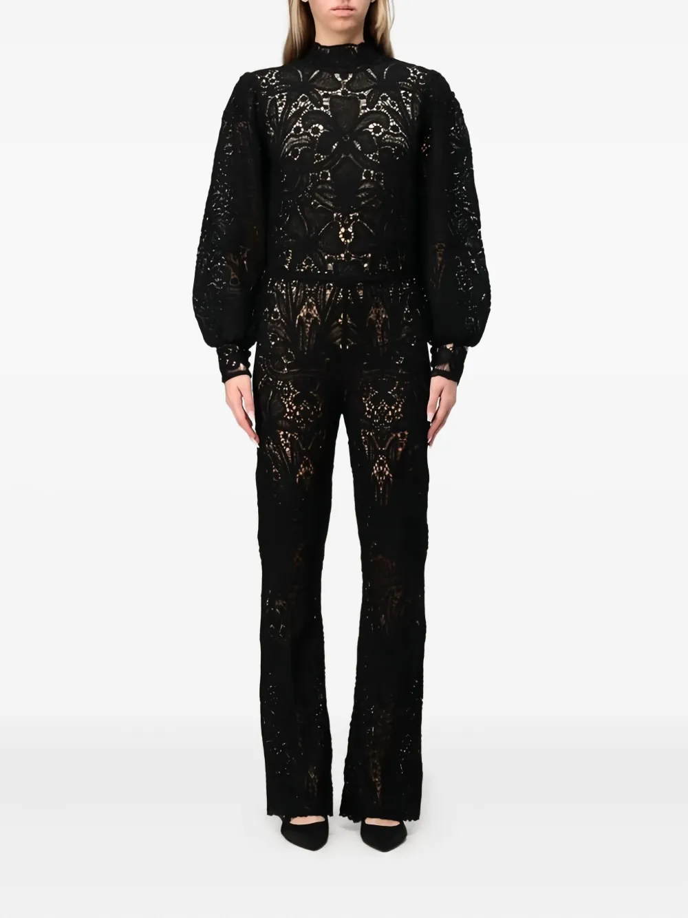 

Кружевной комбинезон с высоким воротником Twinset, черный