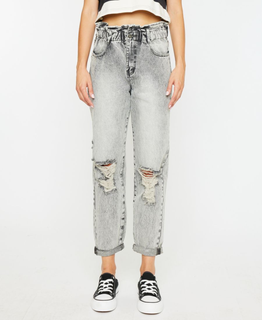 

Женские джинсы с высокой посадкой и манжетами в стиле бумажный мешок Kancan, Gray