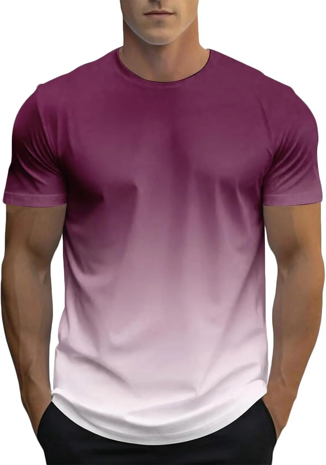 

Мужская футболка с градиентом, короткий рукав, круглый вырез, летняя