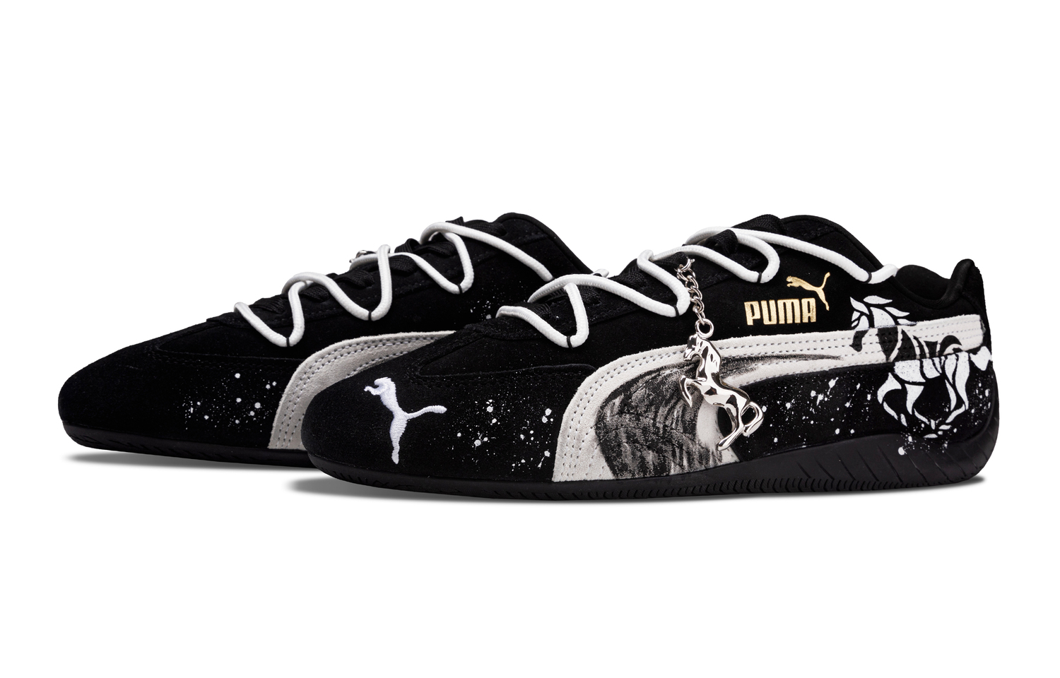 Speedcat Suede износостойкие и легкие повседневные кроссовки Unisex PUMA, черный белый — фото 4