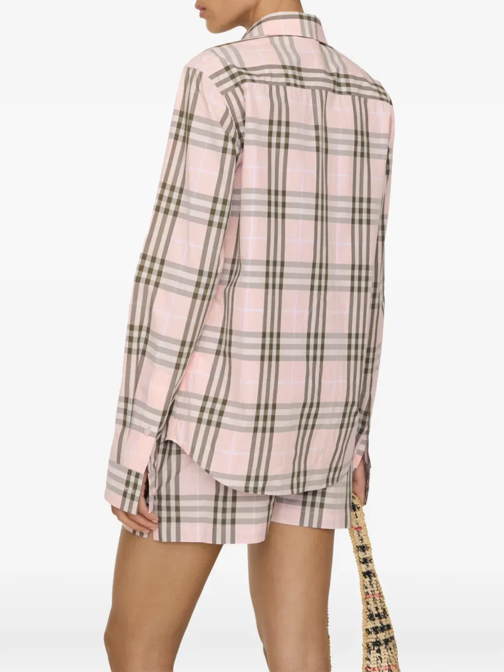 Рубашка Burberry, женская, розовый, клетчатая — фото 3