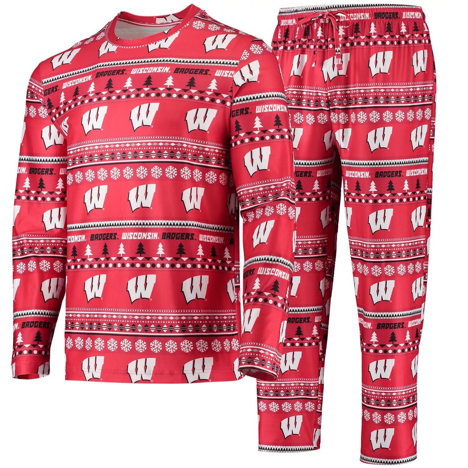 

Мужской комплект Sport Red Wisconsin Badgers Ugly Sweater с длинными рукавами и брюками, комплект для сна