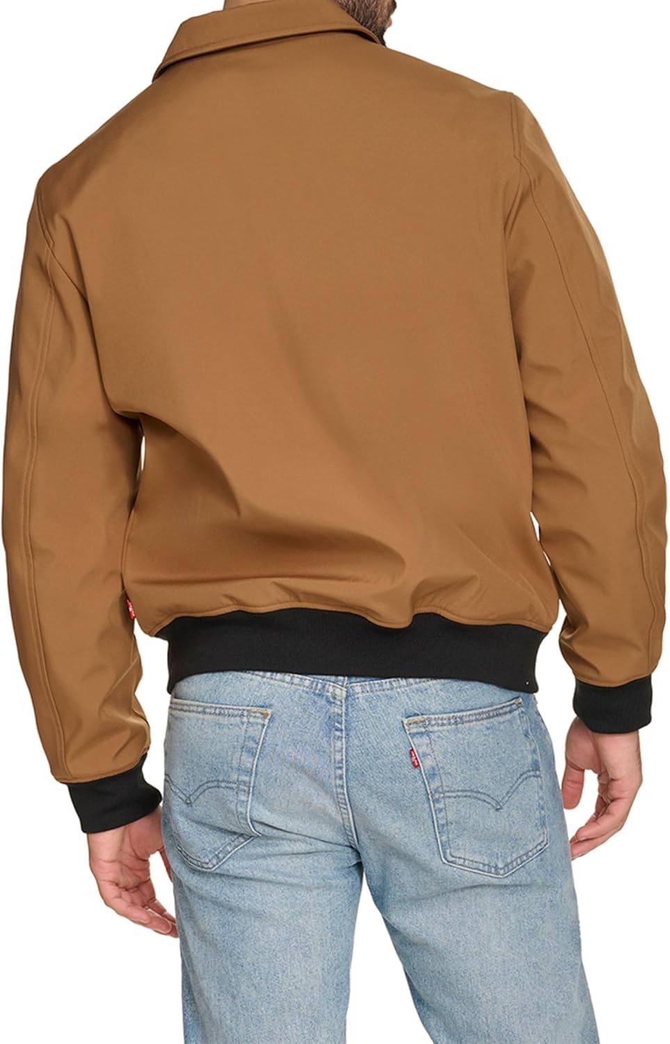 Мужская легкая куртка-бомбер Levi's из мягкой ткани софтшелл Varsity Rib Knit, Worker Brown — фото 4