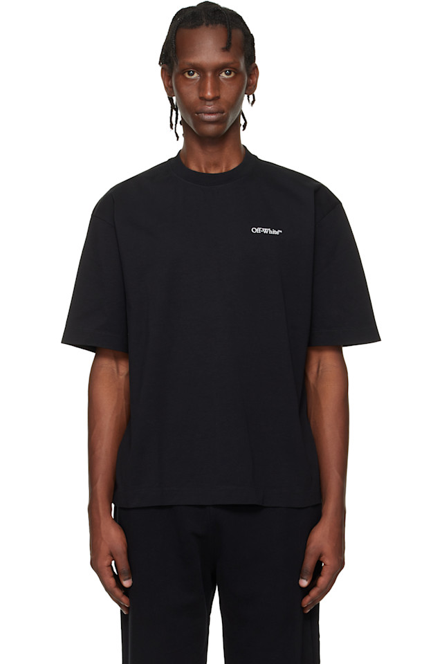 

Off-White Черная футболка с логотипом скейтборда в виде половины стрелы