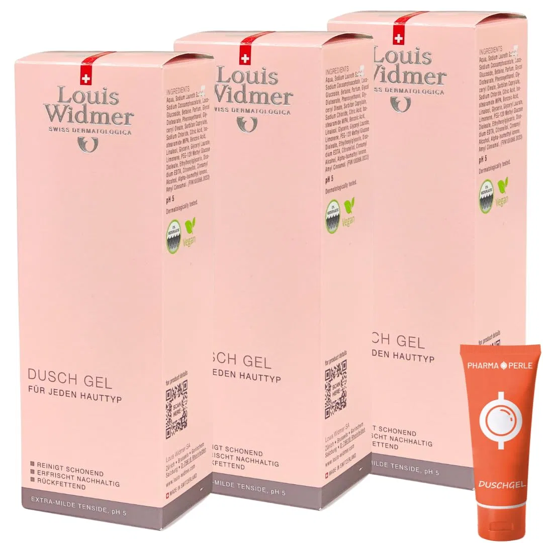 Гель для душа Louis Widmer, 3 x 200 мл, слегка ароматизированный Pharma Perle, 3 X Louis Widmer Shower Gel