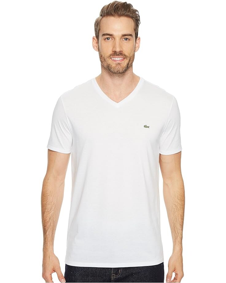 

Футболка Lacoste Short Sleeve V-Neck Pima Jersey, белый