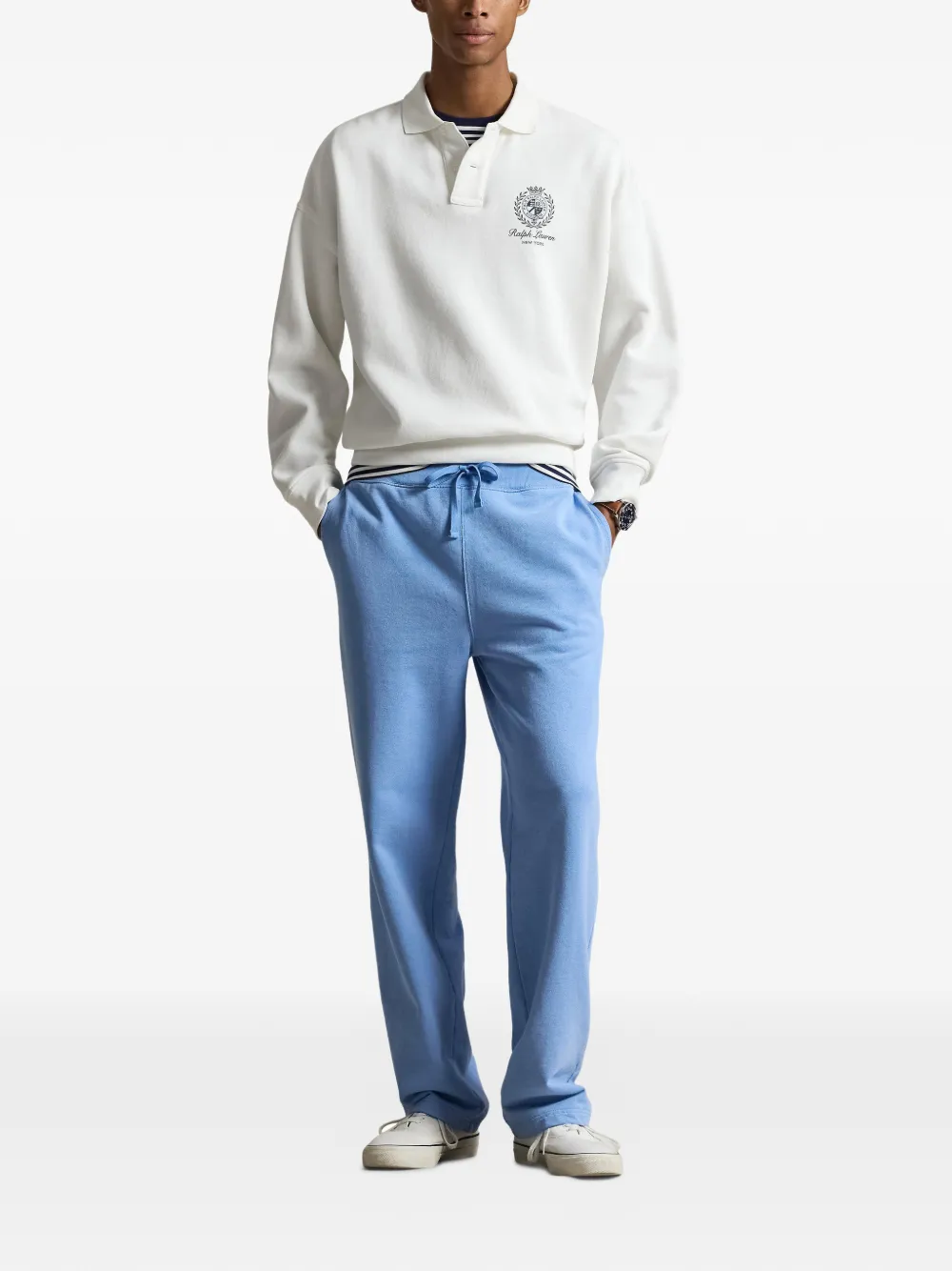 Спортивные брюки из хлопка футер Polo Ralph Lauren, синий — фото 2