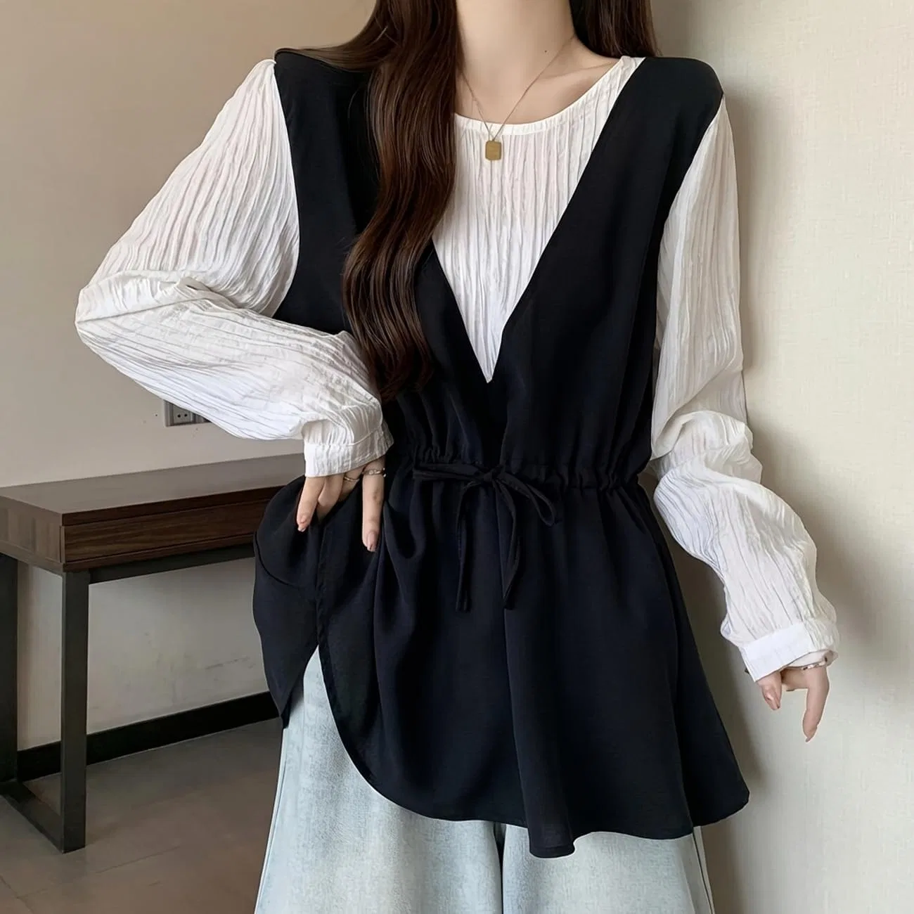 Блуза с воланами Layered Blouse, синий — фото 3