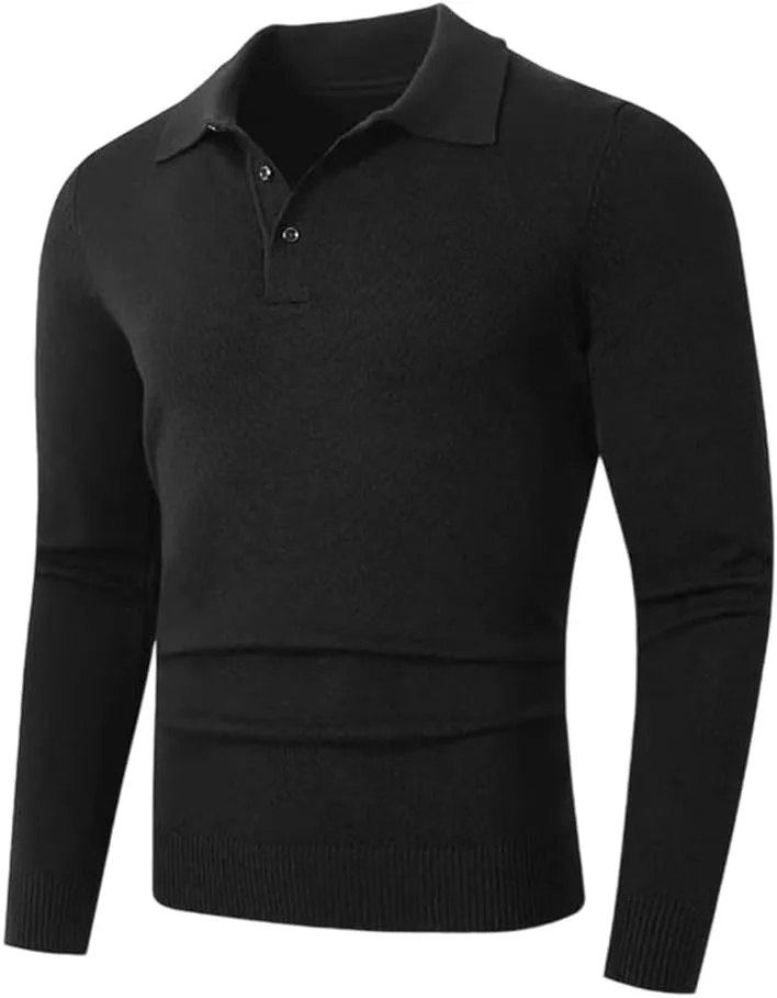 

Свитер мужской пуловер с лацканом и пуговицами