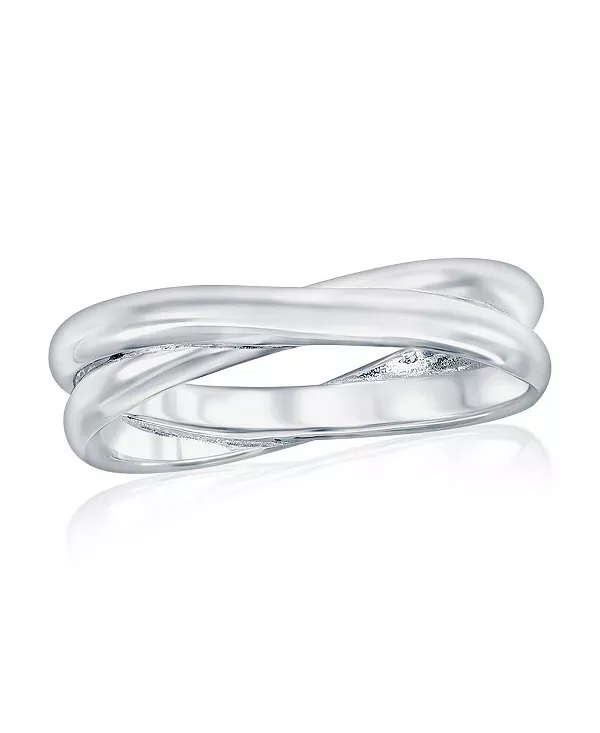 

Кольцо из полированного серебра с узором «X» Simona, silver