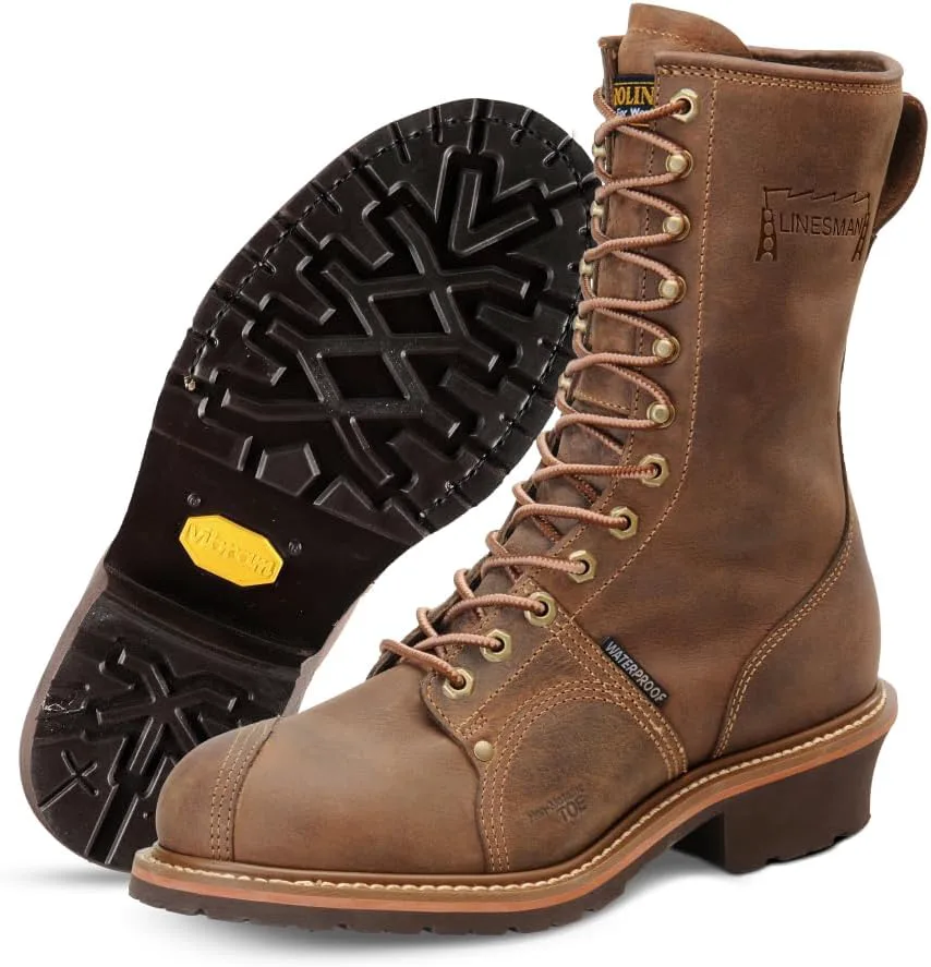 

Рабочие ботинки для мужчин Carolina Linesman 10 с композитным носком - противоскользящая тактическая обувь - неметаллическая стелька - подушка из пены с эффектом памяти - съемная полиуретановая стелька - цементное строительство, коричневый