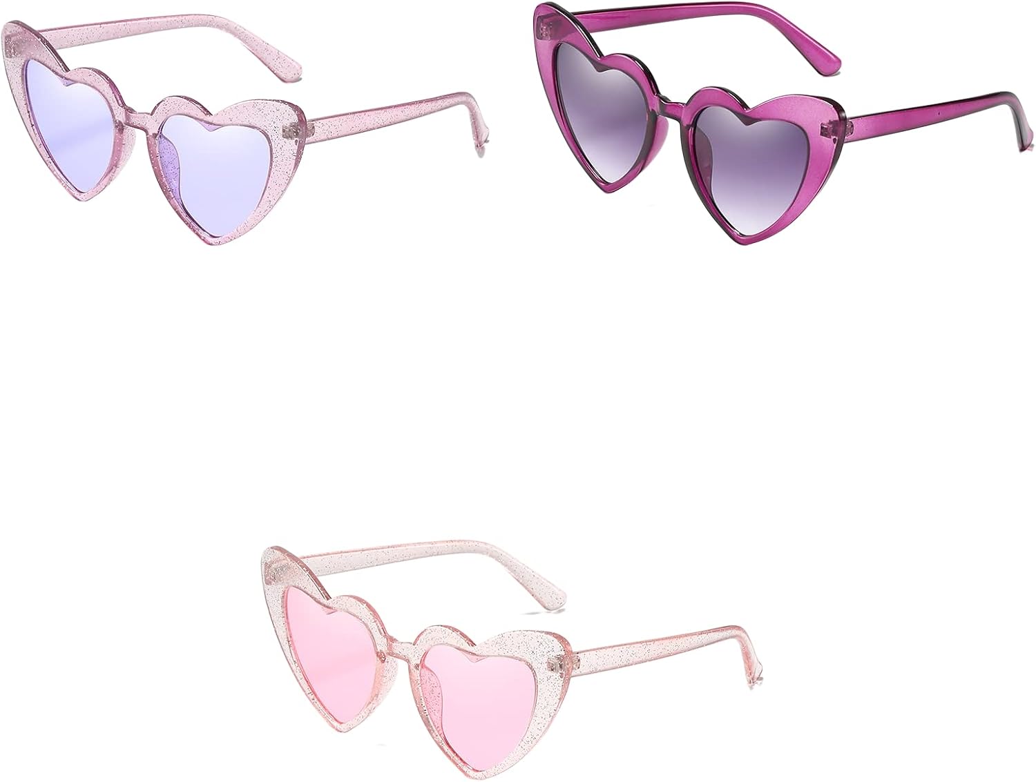 

Солнцезащитные очки в форме сердца для женщин, разноцветные очки в форме сердца для детей/девочек/подростков/вечеринок/хип-хопа ooibnn, Set-4 (3pairs Expensive in Shipping)