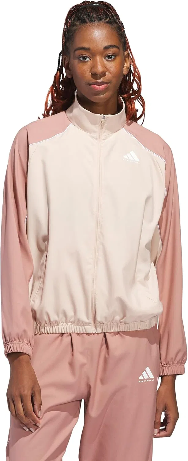 Женская баскетбольная куртка adidas, Halo Blush/Warm Clay — фото 2