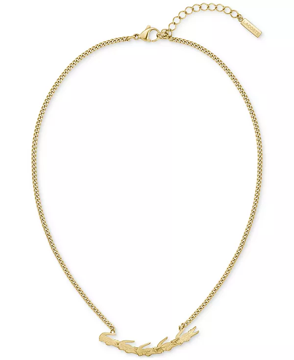 

Крупное ожерелье из крокодиловой кожи, 16 дюймов + удлинитель 2 дюйма Lacoste, gold