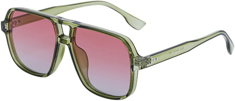 

Ретро солнцезащитные очки с двойной перемычкой для женщин, градиентные солнцезащитные очки UV400, модные солнцезащитные очки для мужчин с заклепками TYUVIVO, Green Pink Gradient