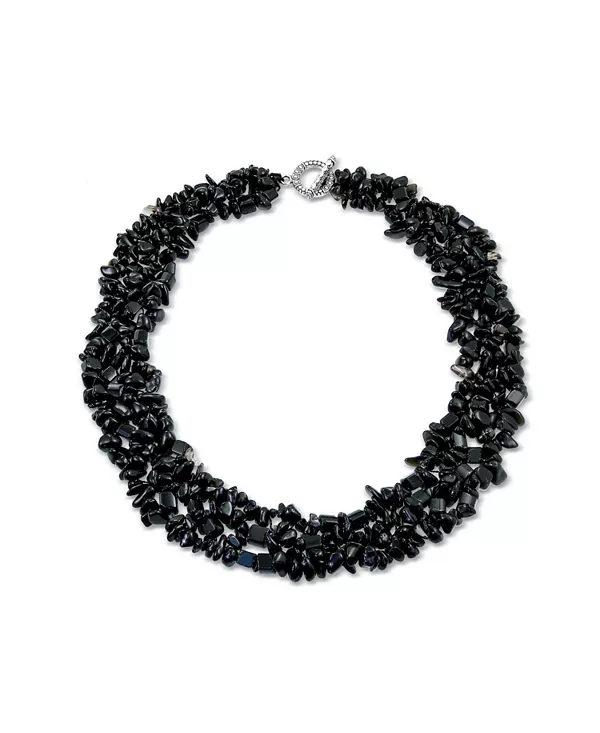 

Крупные крупные кристаллы, многорядное эффектное ожерелье-воротник Bling Jewelry, black