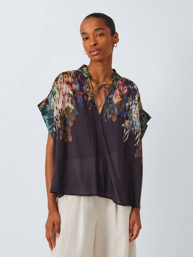 

Блузка из смеси хлопка wild bloom John Lewis, коричневый/разноцветный