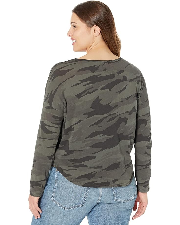 

Футболка Splendid Zander Long Sleeve Cotton Modal Slub Camo Easy Crew Tee, цвет Vintage Olive Branch