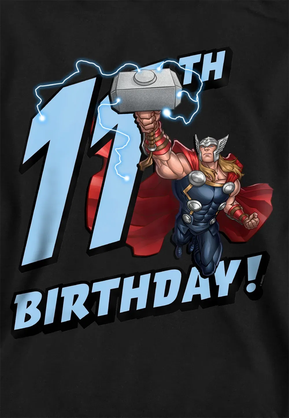 Детская худи Marvel Thor Birthday 11, черная, черный — фото 2